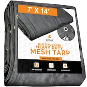 XPOSE SAFETY Heavy Duty Mesh Tarp - 7' x 14' - Multipurpose Black Protective Truck Cover with Air Flow BMT-714-X